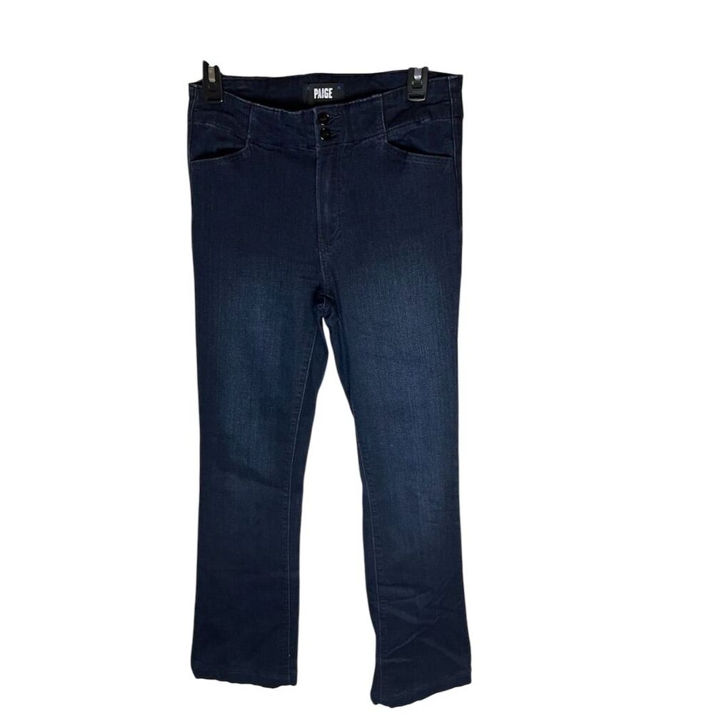 Paige Women's High Rise Bootcut Jeans Size 27 Dark Blue Stretch Denim